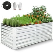 Funcid Galvanized Raised Garden Beds 6ft×3ft×2ft Large Metal Garden Beds Galvanized Steel Planter Box for Vegetables Flowers Herbs Outdoor