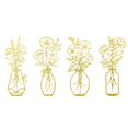 thumbnail image 1 of Jarrón de metal de 4 piezas, arte de pared floral, decoración de pared, adorno creativo rústico, arte de hierro dorado, 1 of 9