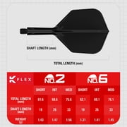 Target Darts K-Flex Integrated Dart Flights and Shafts, Short Stem (19mm), No.6 Flight, 9-pack Bundle, Black, White & Clear | Kflex 2 In 1 Flight and Stem, Professional Darts Accessories