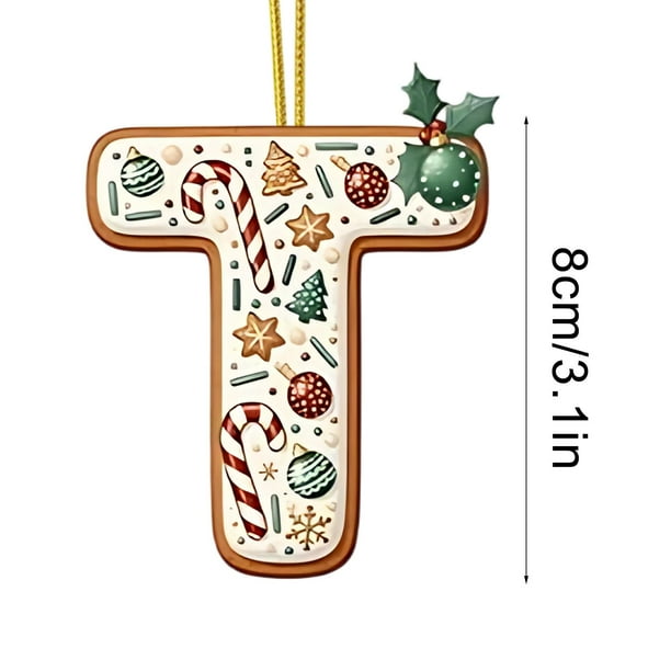 Decoraciones de Árbol de Navidad 2D Acrílico Decoración Carta Colgante con 26 Letras Diy Navidad Decoración Del Hogar Ornamentos Del Árbol de Navidad