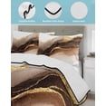 thumbnail image 4 of Quilts Queen Size Bedding Set, Brown Gold Marble Lightweight Quilted Comforter, Modern Simple Abstract Fluid Art Soft Reversible Bedspread Coverlet with Pillow Covers for All Season, 90" x 96", 4 of 7