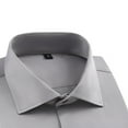 thumbnail image 4 of BRGZLK Men's Dress Shirt Solid Color French Cuff Casual Business Turn Down Collar Button Long Sleeve Slim Fit Shirt Gray M, 4 of 5