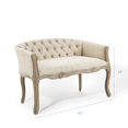 thumbnail image 3 of French Vintage Loveseat Sofa, Fabric, Wood, Beige, Modern Contemporary Urban Design, Living Lounge Room Hotel Lobby Hospitality, 3 of 10