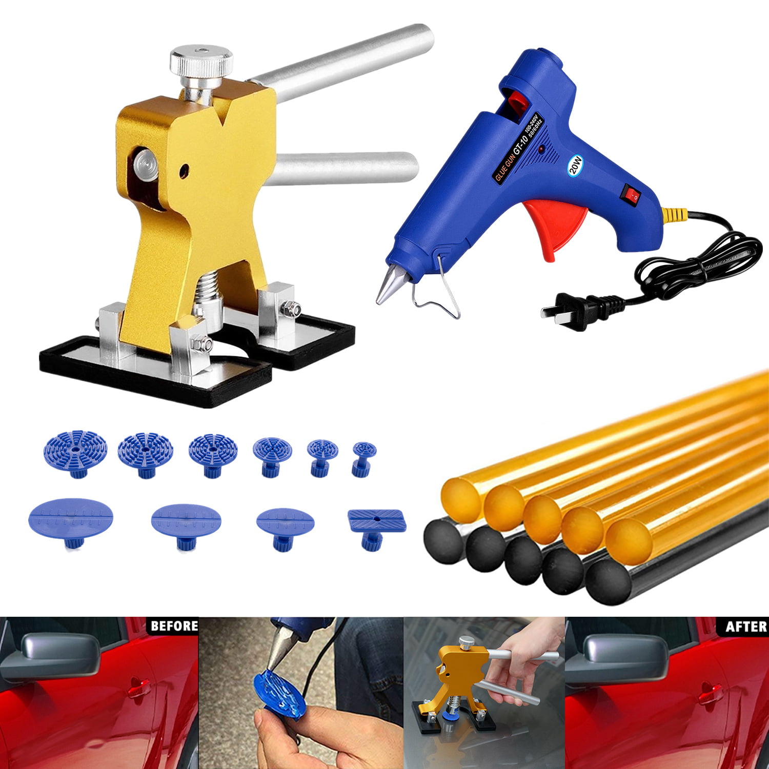Car Auto Body Paintless Dent DIY Repair Removal Glue Gun Tool Puller Lifter Kit 