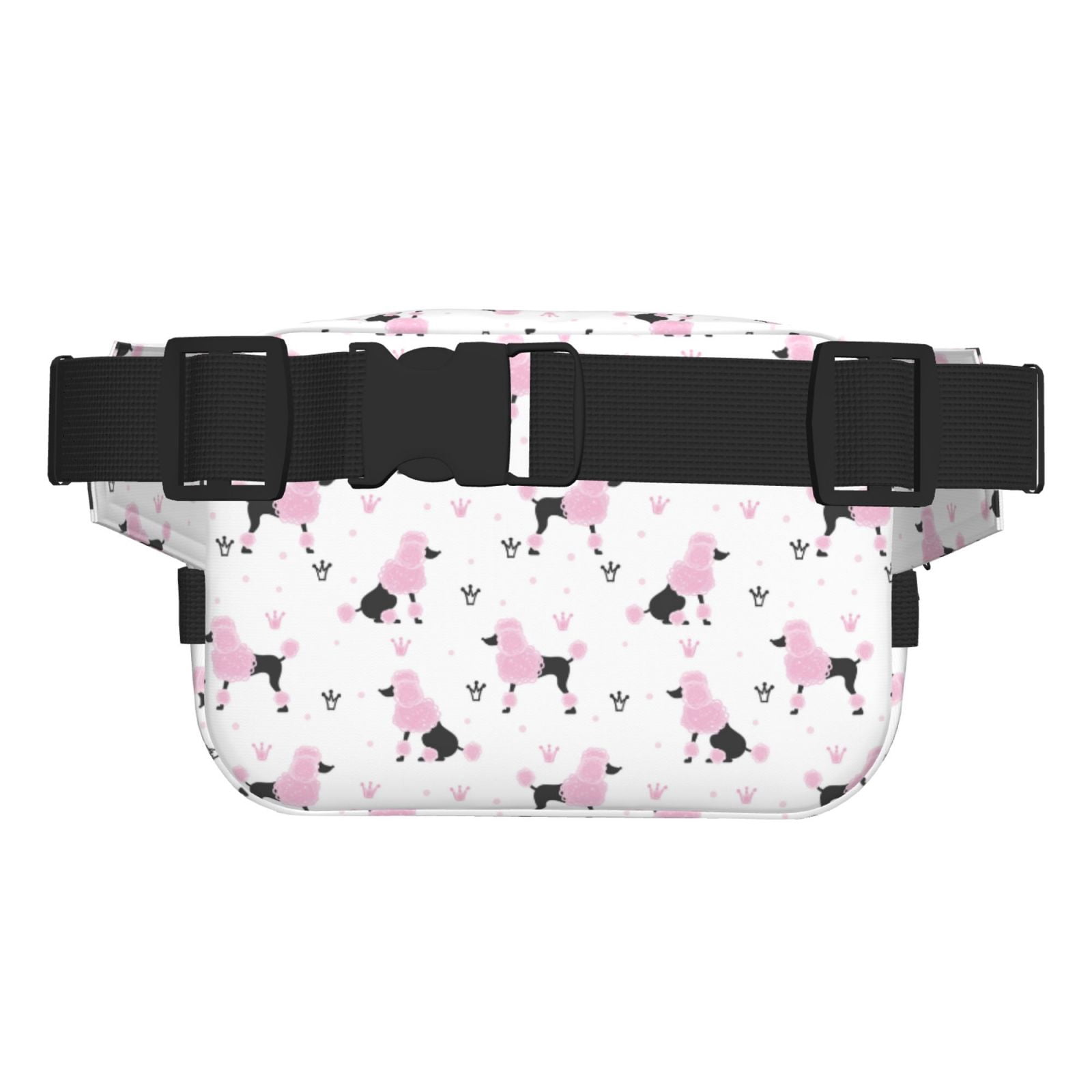 Picia Cute Poodle Dog Print Square Double-Layer Waist Bag Mini Adjustable Waist Belt Bag Exercise Running Travel Hiking