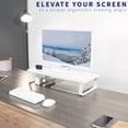 thumbnail image 4 of VIVO White Wood 24" Wide Desktop Stand Ergonomic TV Monitor Riser Desk Organizer, 4 of 9
