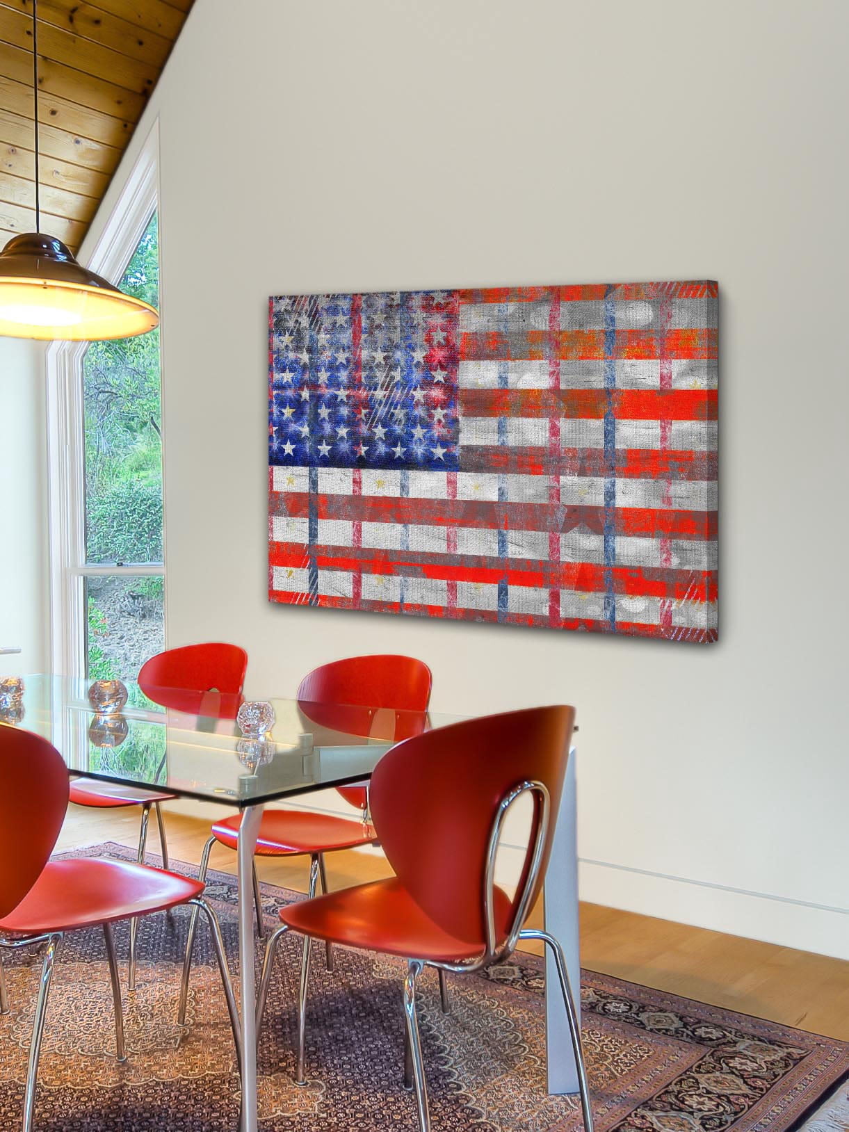 Parvez Taj "Bold Red Stripes" Print on Canvas