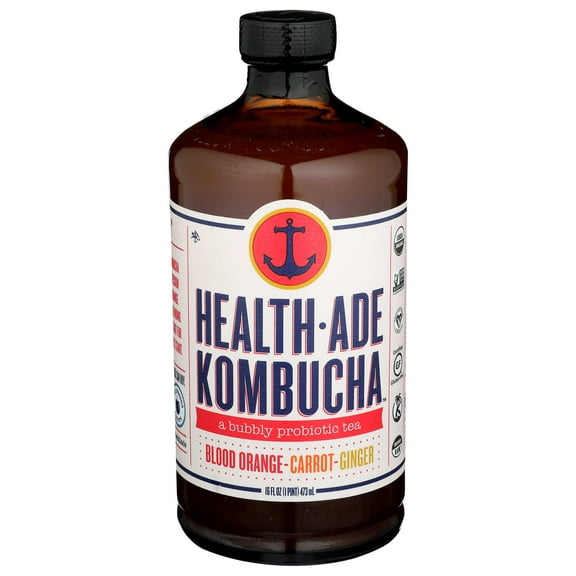 Health Ade Organic Blood Orange Carrot Ginger Kombucha, 16 Fluid Ounce - 12 per case.