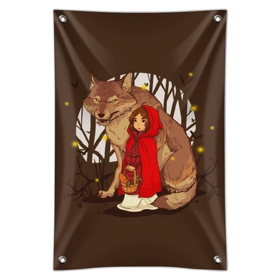 Little Red Riding Hood With Wolf In Woods Home Business Office Sign