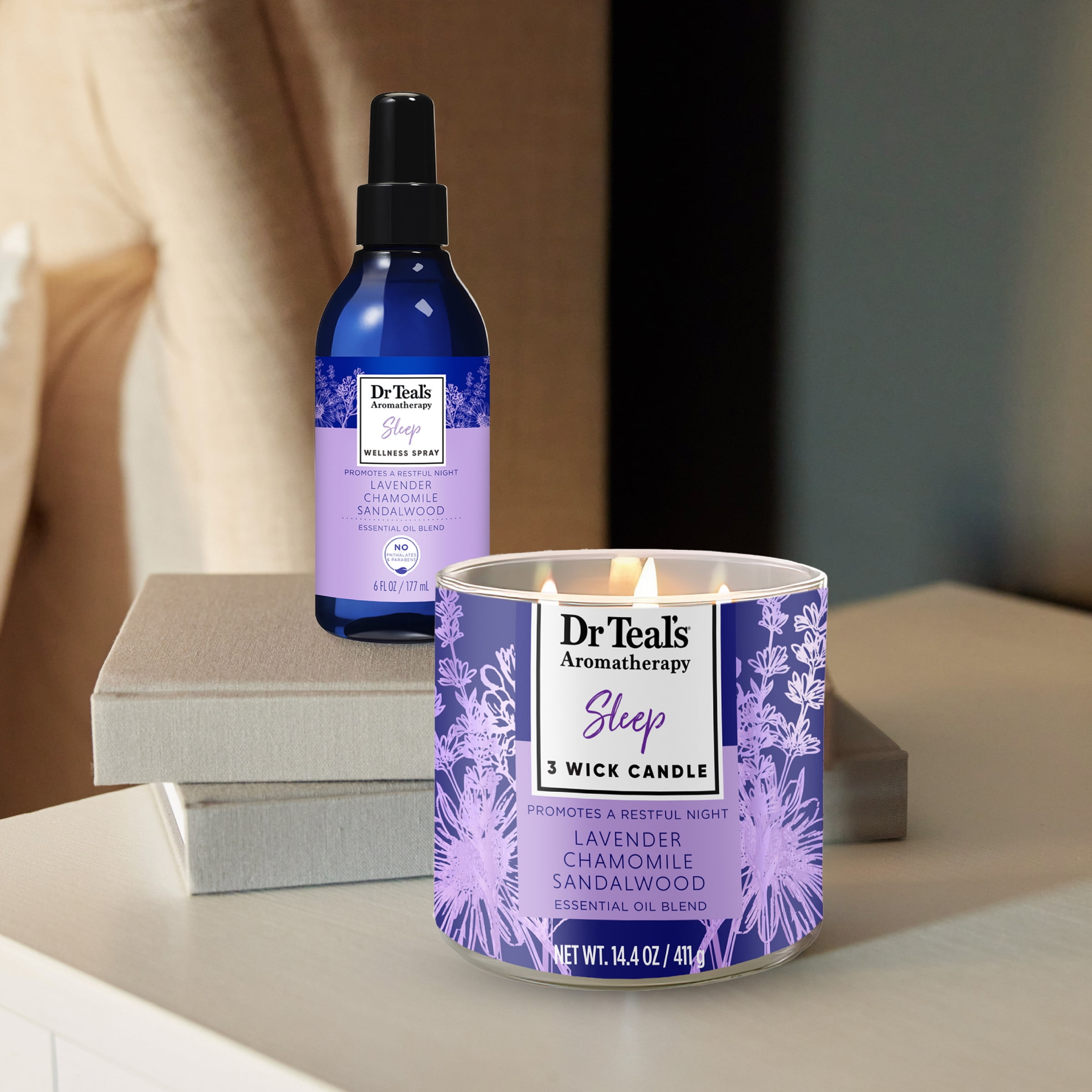 Dr Teal's Aromatherapy Sleep Wellness Candle with Lavender, Chamomile, & Sandalwood, 14.4oz