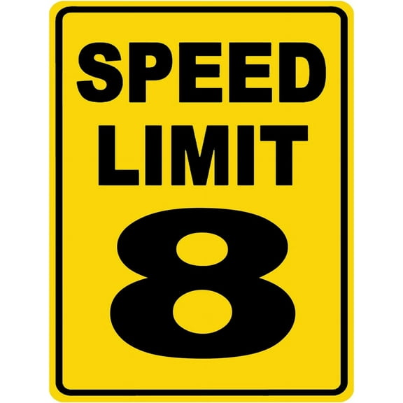 Speed Limit 8 Sign Mph Slow Warning Traffic Road Highway Metal Tin Sign 12x16 Inch