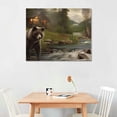 thumbnail image 2 of JEUXUS Bears River Cabin Decorative Art Modern Canvas Prints for Living Room Bedroom Office Wall Decor - Set of 2 (20x16 in and 16x12 in) 16x12in, 2 of 6