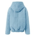 thumbnail image 4 of felwors Women's Quilted Hooded Jacket - Zip-Up Padded Coat with Pockets, Loose Casual Fit for Fall & Winter Blue, XL, 4 of 6