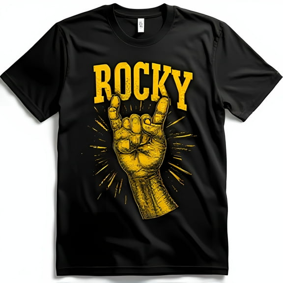 Bold Black T-Shirt with Yellow Graphic & Design