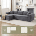 thumbnail image 6 of AIKEMING 108" Modular Cloud Sectional Sofa Couch, L-Shaped Boneless Corduroy Sofa , Right Chaise (Grey), 6 of 11
