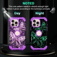 thumbnail image 2 of Meshine Phone Case for iPhone 16 Pro,Butterfly Glow in The Dark Three Layer Heavy Duty Shockproof Full Body Protection Hard Plastic Bumper+Soft Silicone Protective Case,Light Purple, 2 of 5