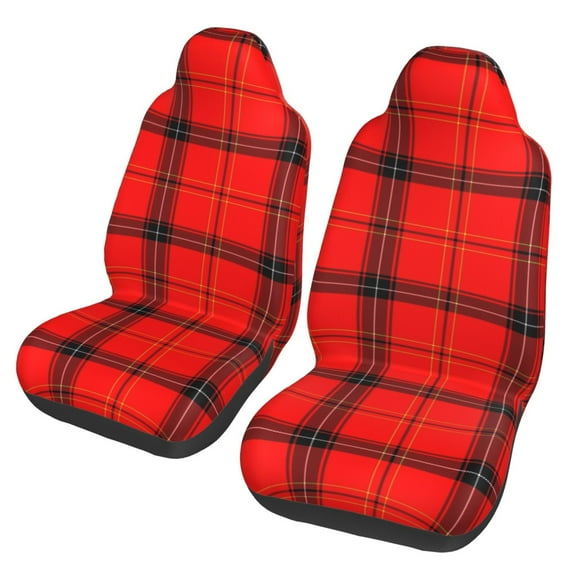 TEQUAN Front Seat Covers, Scottish Tartan Pattern 2 Piece Car Seat Cover Fit Most Car SUV Truck Van
