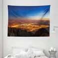 thumbnail image 1 of Landscape Tapestry, City Lights at Night Time Twilight Skyline Panoramic View over Mountaintop, Wall Hanging for Bedroom Living Room Dorm Decor, 80W X 60L Inches, Brown Orange Blue, by Ambesonne, 1 of 2