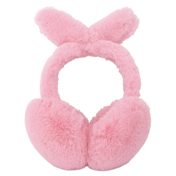 Kids Bunny Earmuffs Cute Plush Winter Ear Warmers, Pink