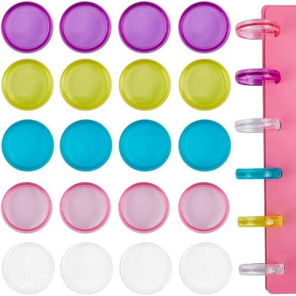 100Pcs 24mm Book Binding Discs 5 Colors Plastic Round Transparent Binder Discs Discbound Expansion Discs Flexible Loose Leaf Binder Rings