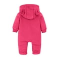 thumbnail image 4 of Zshosam Newborn Girl Clothes Baby Newborn Baby Winter Snowsuit Thick Romper Footie Double Zip Hooded Jumpsuit Fleece Coat Infant Boy Girl Size 12 18 Months,(Hot Pink 12-18 Months), 4 of 7