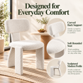 thumbnail image 4 of Aukfa Upholstered Dining Chairs Set of 2, Teddy Boucle Kitchen Chairs with Curved Backrest, Modern Minimalist,White, 4 of 7