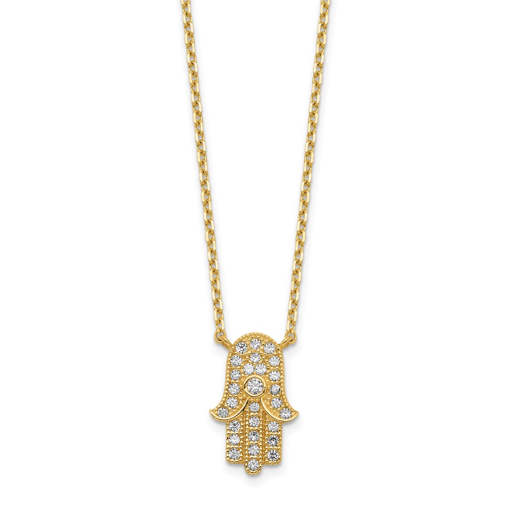 14K Solid White Gold Cubic Zirconia Boy Pendant Polished Necklace Charm