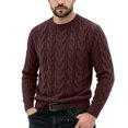 thumbnail image 2 of LYSMORA Men's Crew Neck Cable Knit Sweater Long Sleeve Pullover Top for Daily Commute Outdoor Walk Fall Winter Casual Outing, 2 of 6