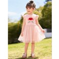thumbnail image 3 of Bellafa Toddler Applique Tutu Dress Little Girls Fluffy Sleeve Summer Dresses Casual Party Tulle Sundress for Kids 2-7Y, 3 of 8