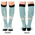 thumbnail image 4 of FORMRS Womens Knee High Socks Casual Long Thick Travel Daily Wear, 2 Pairs, White Cartoon Swan, 4 of 6