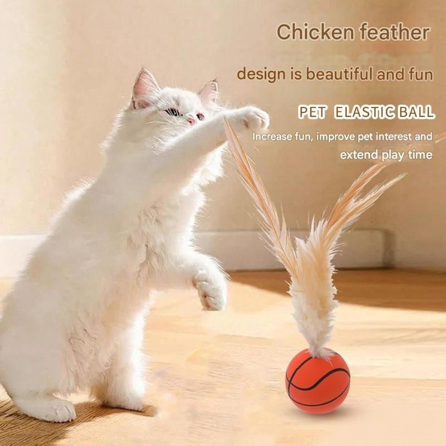 Celery Pets Cat Toy, Interactive Feather Ball Toy Set for Cats, Bouncy Tails Cat Toys, Feather Ball Toy for Cats, Bouncy Balls for Cats, Feather Bouncy Ball Cat Toy (Set*A+B)
