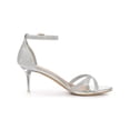 thumbnail image 3 of BLISSFUL STEP Women's Glitter Ankle Straps Stiletto Clear Heels Sandals Silver 6, 3 of 7