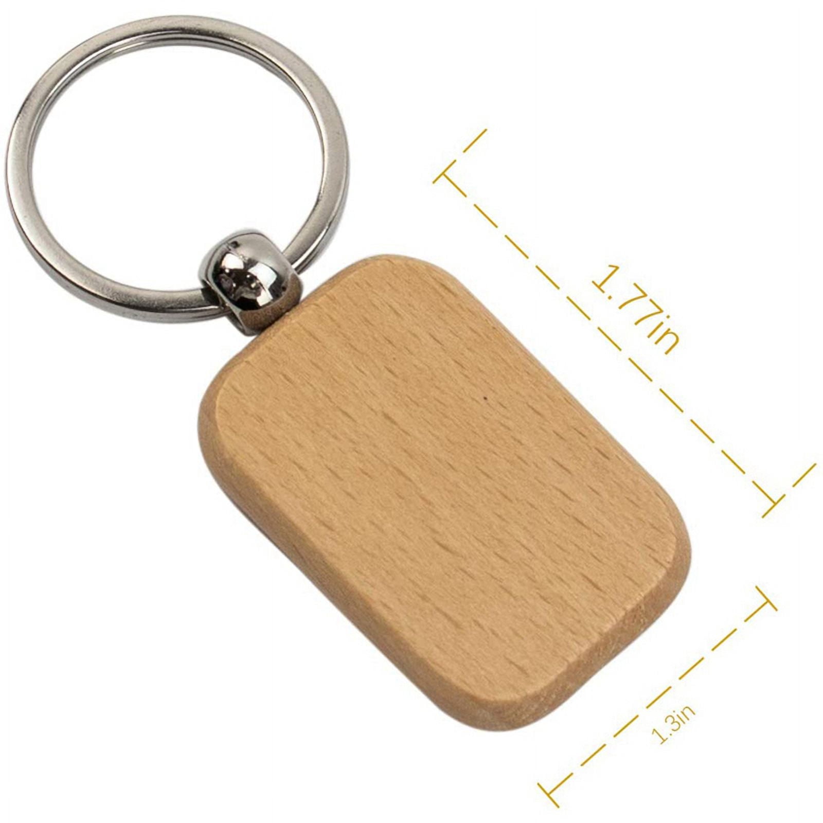 80Pcs Blank Wooden Wooden Keychain DIY Wooden Keychain Key Tag Anti-Lost Wood Accessories Gift