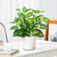 thumbnail image 4 of Artificial Green Potted Plants Simulation Small Faux Plant with Pot Decorative Plastic Greenery for Home Office Desk Tabletop Living Room Hotel Lobby Decoration, 4 of 6