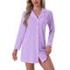 thumbnail image 1 of CAMISA DE SUEÑO DE MANGAS LARGAS PARA MUJER INSPIRADA CHIC CON SOLAPA NOTCHED Y BOTONES, NOCHE L TARO MORADO, 1 of 6