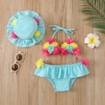 thumbnail image 4 of Gupgi Infant Girl 2 Piece Bathing Suit Flower Halter Neck Swim Tops Ruffle Shorts Sun Hat, 4 of 9