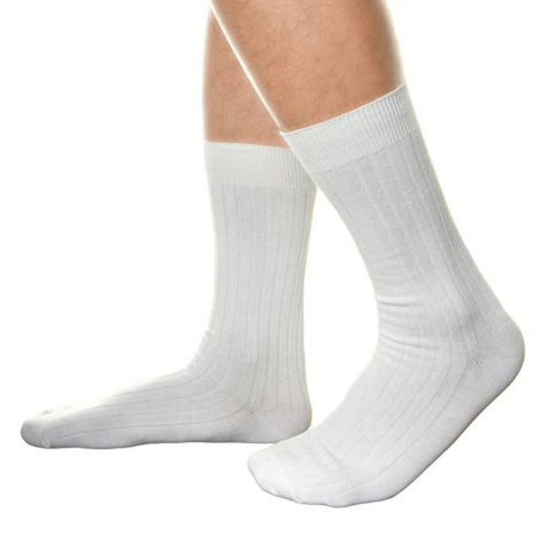 6 Pairs Mens Ribbed Dress Socks Fashion Casual White Thin Soft