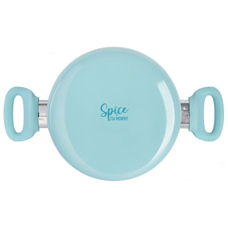 Spice by Tia Mowry - Tia's Healthy Nonstick Ceramic 3-Quart Mint Aluminum Dutch  Oven with Steamer 