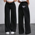 thumbnail image 4 of KAUOD Girls Baggy Jeans Wide Leg Straight Retro Denim Pants Teen Kids High Waist Cute Streetwear Y2k Jeans with Pockets, 4 of 8