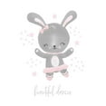 thumbnail image 2 of Lovely Grey, White and Pink "Beautiful Dancer" "Sweet Twirler" and "Pretty Ballerina" Bunny Prints by Noonday Design; Nursery or Child's Room Decor; Three 16x16in Hand-Stretched Canvases, 2 of 6