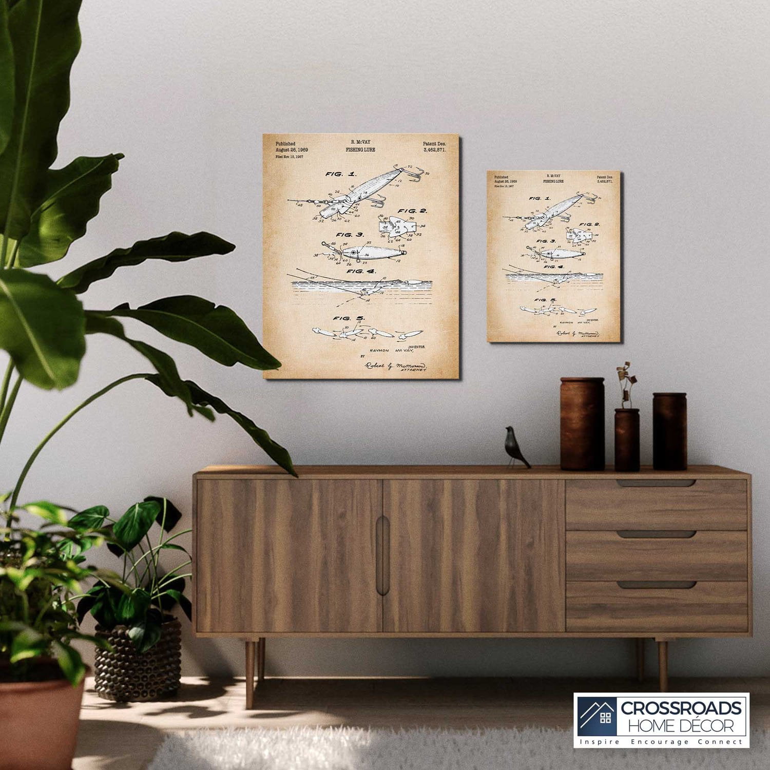 Fisherman Gifts , Fishing Lure Patent Canvas Prints , Ready To Hang for Living Room Home Wall Art, C2617-16x20