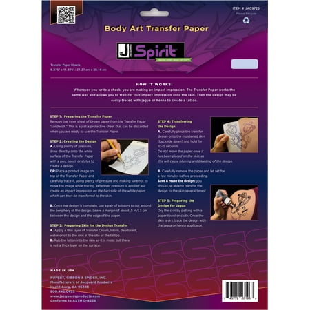 Body Art Transfer Paper 10 Sheets/Pkg-8.375"X11.875" - Walmart.com