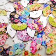 thumbnail image 5 of Pack Of 100 Mixed Color Printed Fan Shape Wooden Buttons With Hole DIY Craft Sewing Accessory, 5 of 7