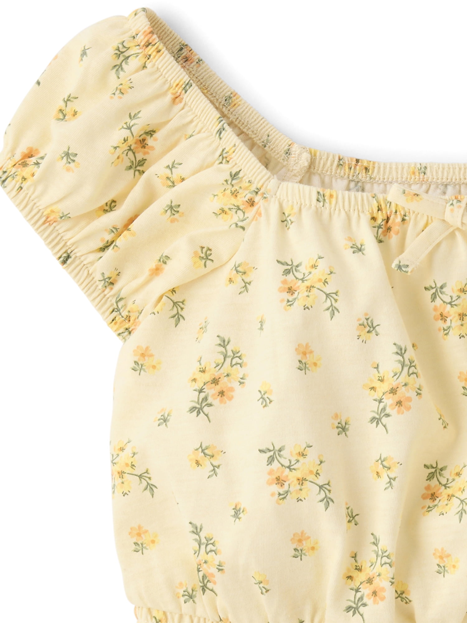 The Children's Place Girls Short Puff Sleeve Floral Smocked Top, Sizes XS-XXL