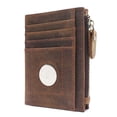 thumbnail image 3 of Men Cards Holder Compatible with Airtag RFID Blocking Zipper Wallet Brown, 3 of 7