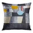 thumbnail image 1 of BOSDECO Taie d'Oreiller Contemporaine Abstraite Bleue, Noir Blanc et Jaune, 18x18 Pouces, 1 of 1