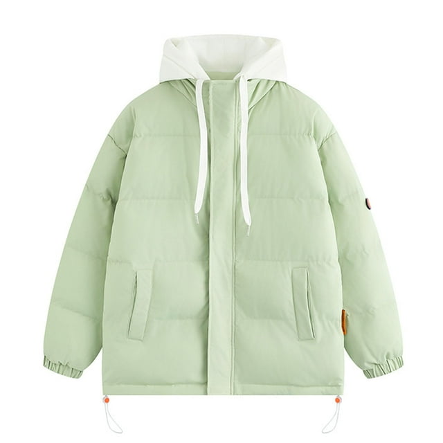 Styesk Jackets for Men Zipper Up Warm Jackets Outdoor Plus Size Work Coats Hooded Color Block Puffer Jacket Casual Comfy Wind Breaker Jackets with Pockets