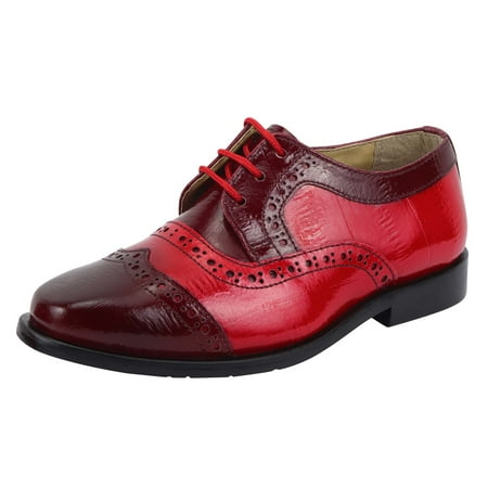 

LIBERTYZENO Boys Genuine Leather Lace Up EEL Skin Print Little Kids Toddler Big Boys Dress Shoes
