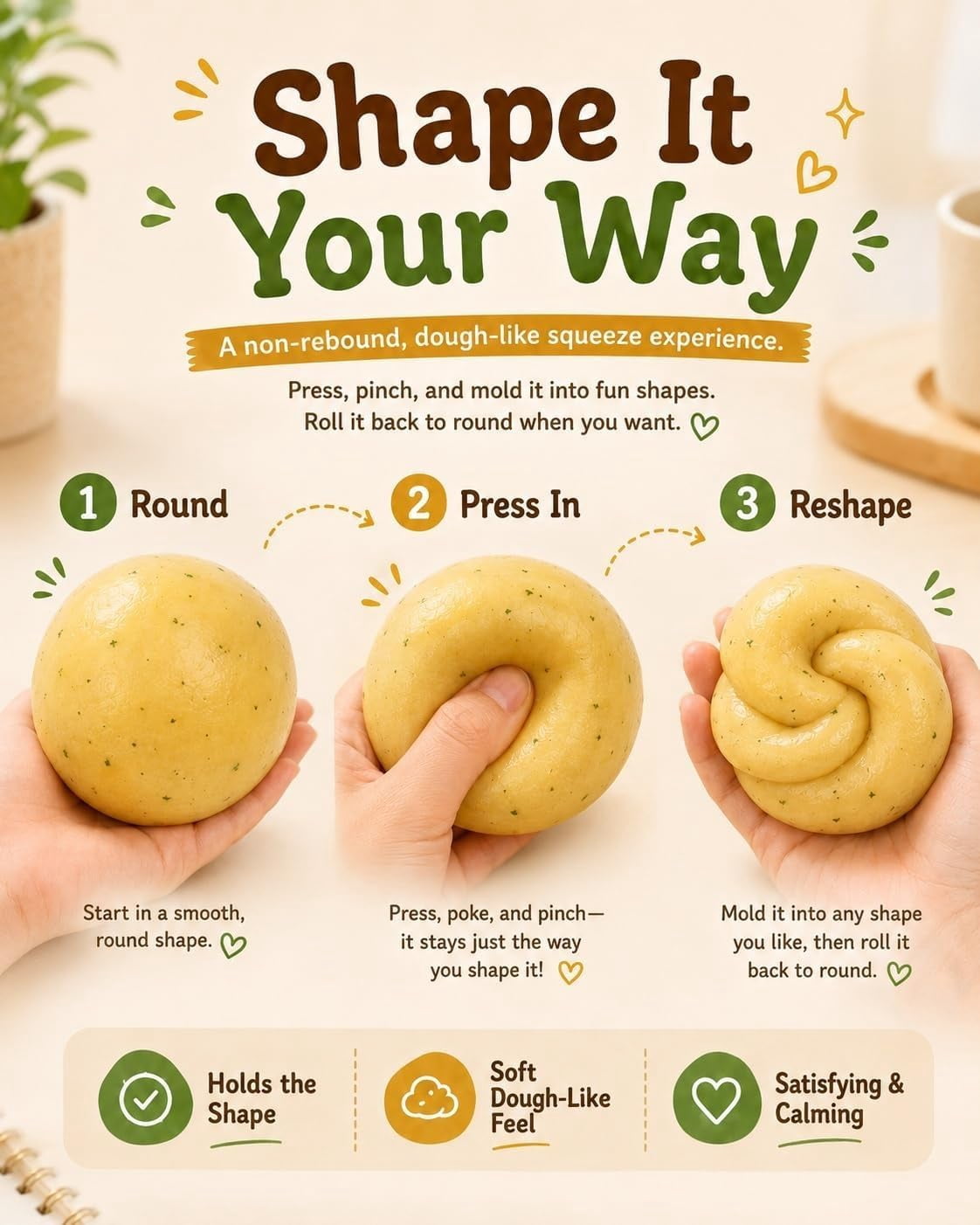 2026 New Potato Squishy, Silky Texture Fake Food Squeeze Toy, Portable Stress Relief Ball (3Pcs)