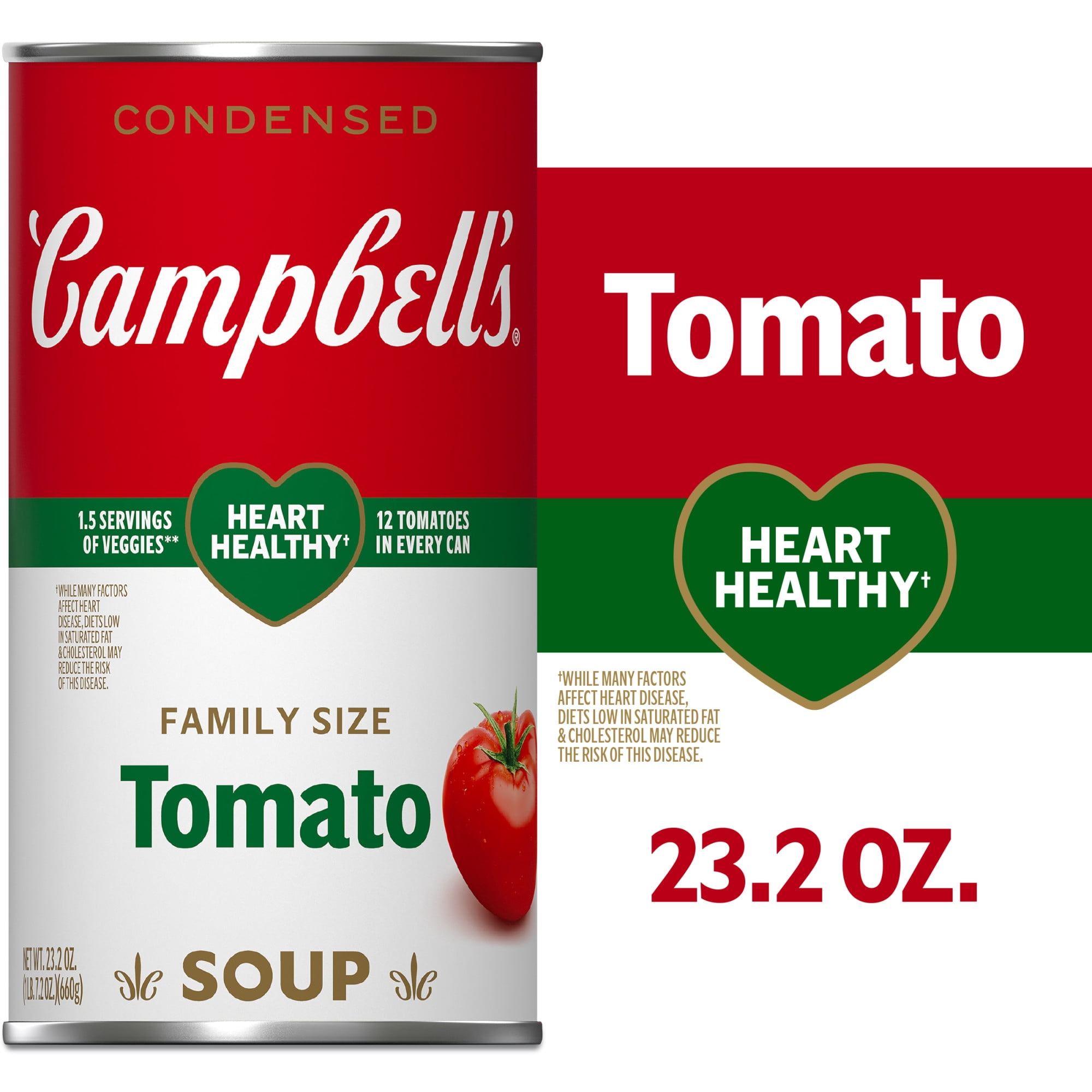 Campbell's Heart Healthy Tomato Soup 23.2 oz Family Size Can with
